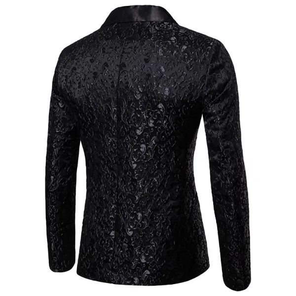 Design Floral Jacquard Blazer with Satin Lapel White Men's Blazer Outerwear.blazer - 6