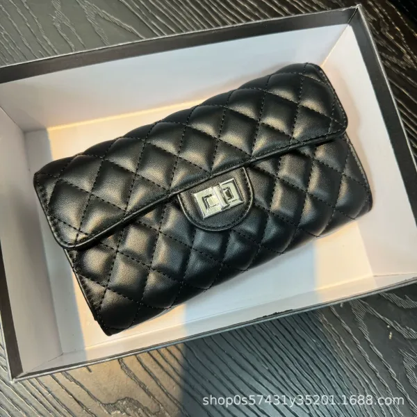 Chanel Classic Flap Wallet Black Quilted Leather Long Wallet - 1