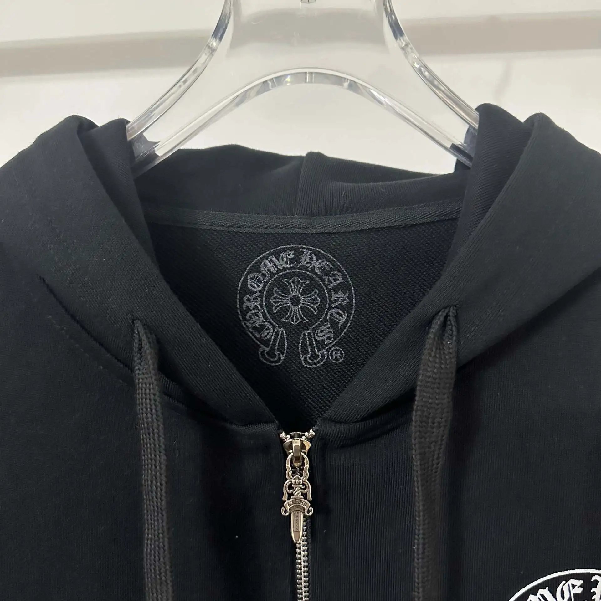 Chrome Hearts Horseshoe Print Zip-Up Hoodie White - 8