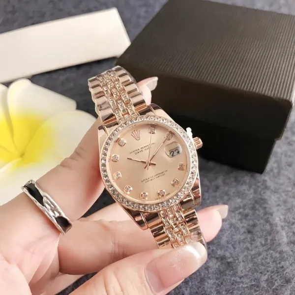 Rolex Oyster Perpetual Datejust Pink Dial Diamond Bezel Stainless Steel Watch Watches - 8