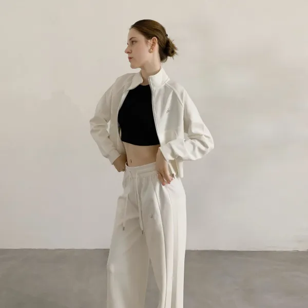 Alo Cropped Zip-Up Jacket and Sweatpants Set Black Tracksuit - 4