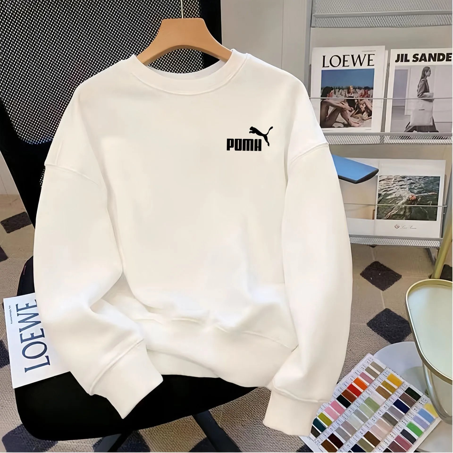 Puma Logo Graphic Crewneck White Hoodie