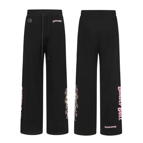 Chrome Hearts Floral Print Wide-Leg Sweatpants Black - 1