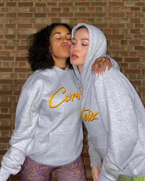 Design Script Logo Hoodie and Sweatpants Set White Gold - 4