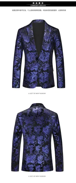Design Paisley Jacquard Blazer Blue Black Outerwear.blazer - 6