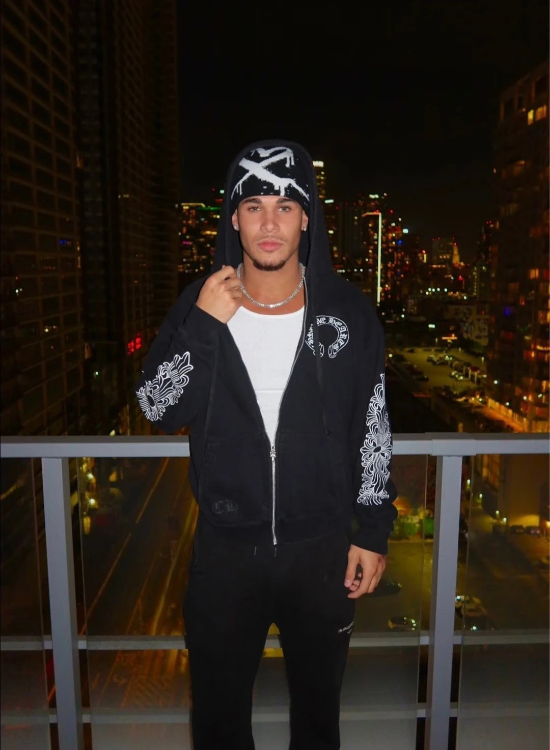 Chrome Hearts Horseshoe Print Zip-Up Hoodie White - 24