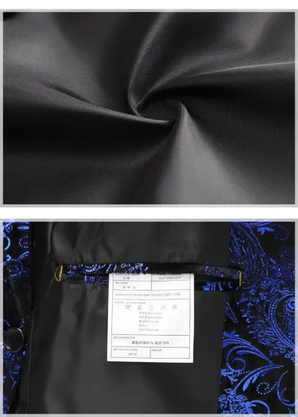 Design Paisley Jacquard Blazer Blue Black Outerwear.blazer - 14