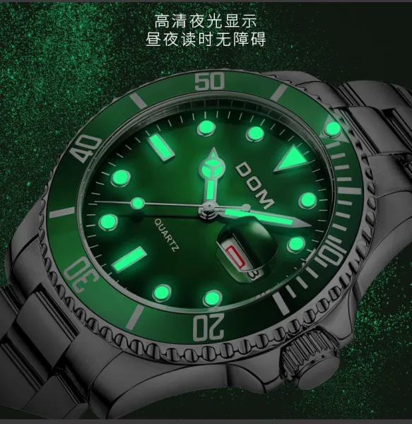 Design DOM Diver-Style Quartz Watch Black Silver Watches - 14