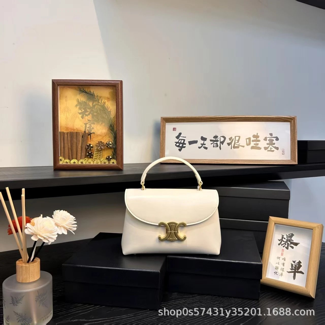Celine Triomphe Mini Bag Burgundy Leather Handbag - 5