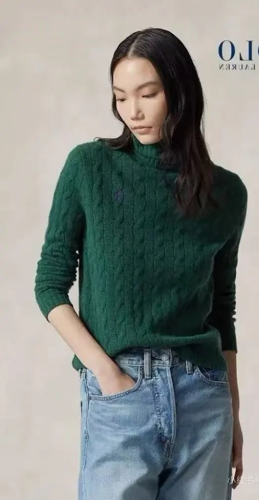 Polo Ralph Lauren Cable Knit Turtleneck Sweater Forest Green - 4
