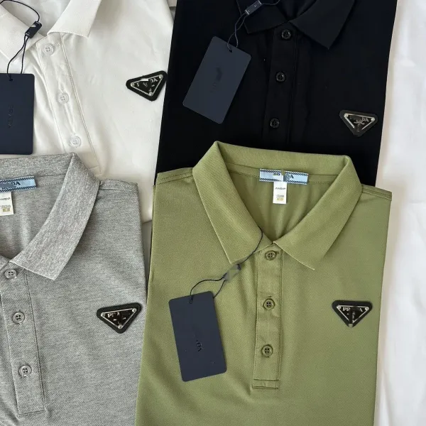 Prada Triangle Logo Polo Shirt Olive Green - 8