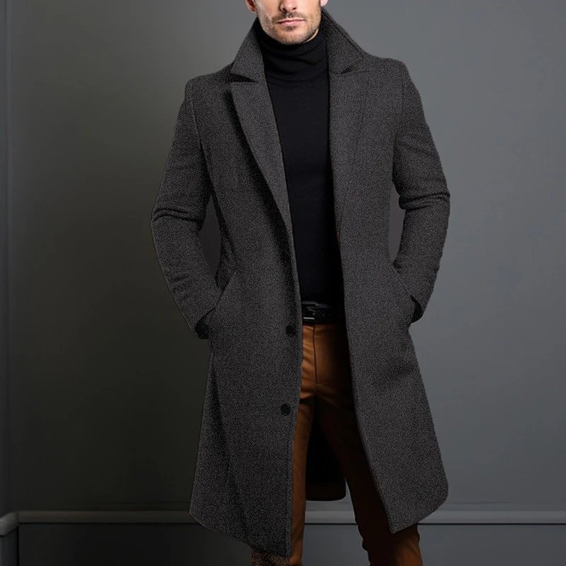 Design Wool Blend Overcoat Charcoal Gray Coat Outerwear.coat