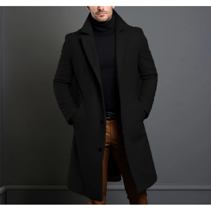 Design Classic Wool-Blend Overcoat Black Coat Outerwear.coat