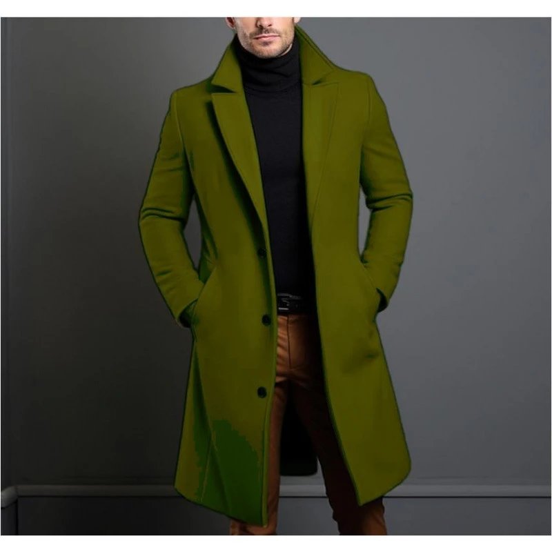 Design Wool Blend Overcoat Olive Green Coat Outerwear.coat