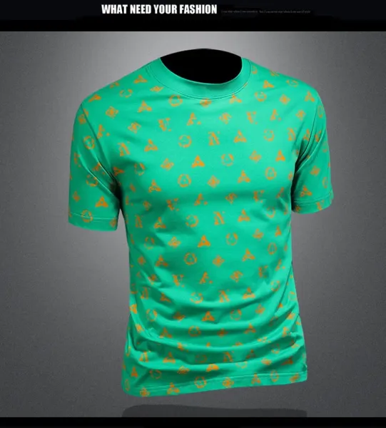 Design All-Over Print Orange Geometric Pattern Gray T-Shirt - 16