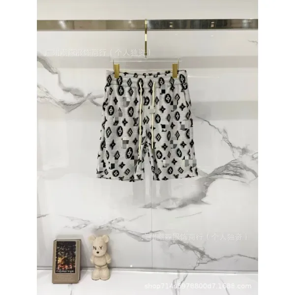 Louis Vuitton Monogram Print Drawstring Shorts Gray - 1