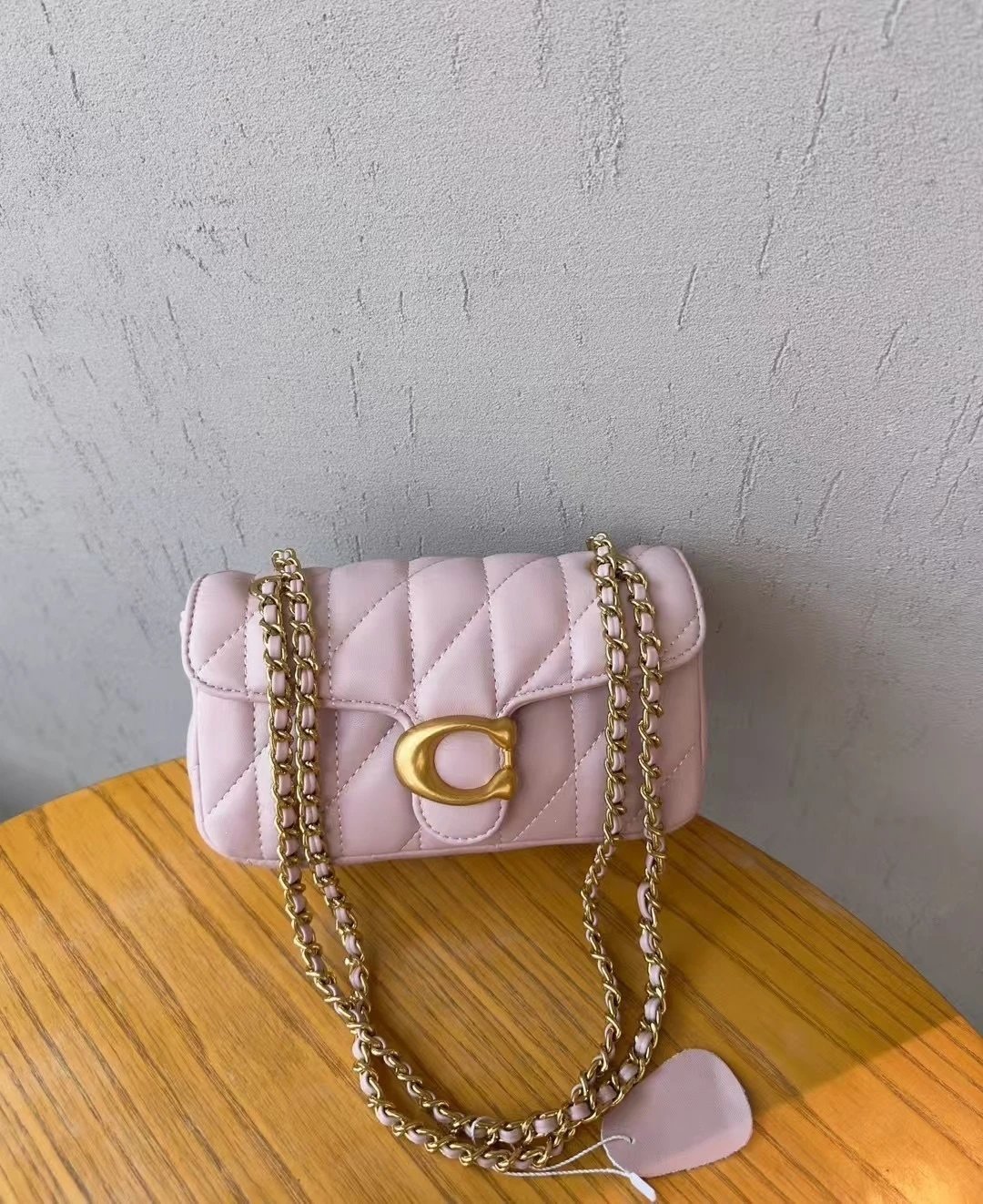 Coach Tabby Quilted Chain Shoulder Bag Black and White - 5