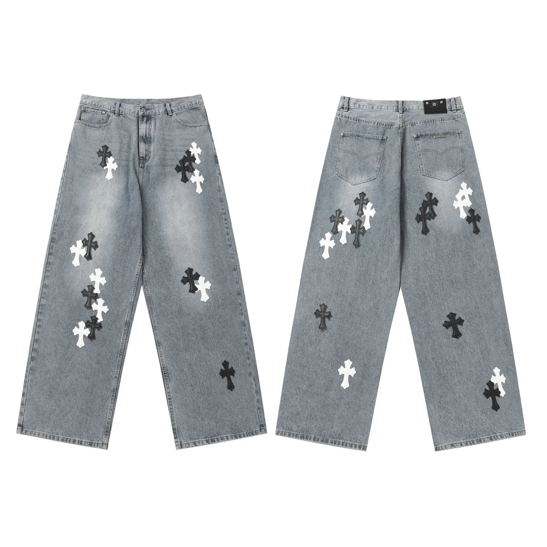 Chrome Hearts Cross Motif Embroidered Black Denim Jeans - 32