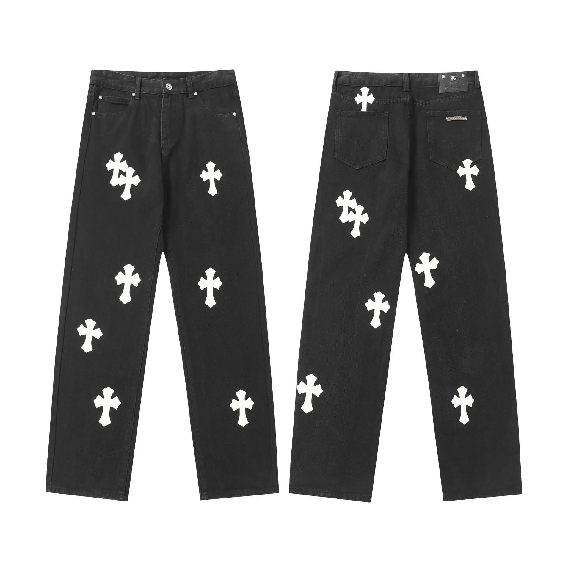 Chrome Hearts Cross Motif Embroidered Black Denim Jeans - 37