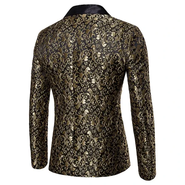 Design Floral Jacquard Blazer with Satin Lapel White Men's Blazer Outerwear.blazer - 4