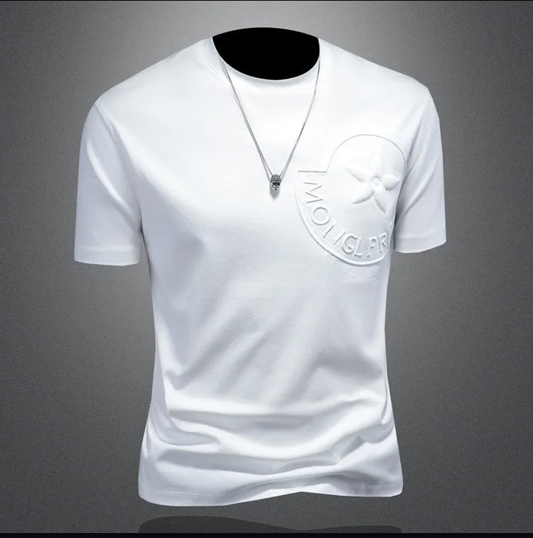 Moncler Logo Embossed White T-Shirt - 11