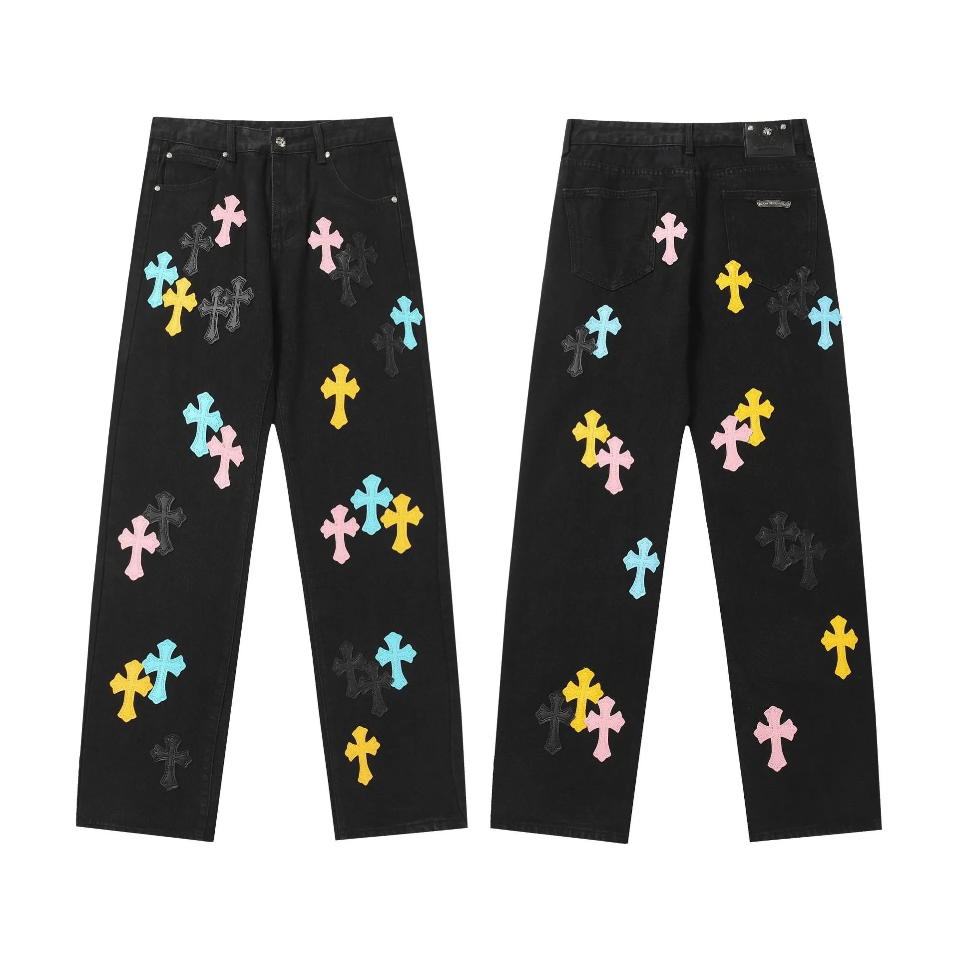 Chrome Hearts Cross Motif Embroidered Black Denim Jeans - 43