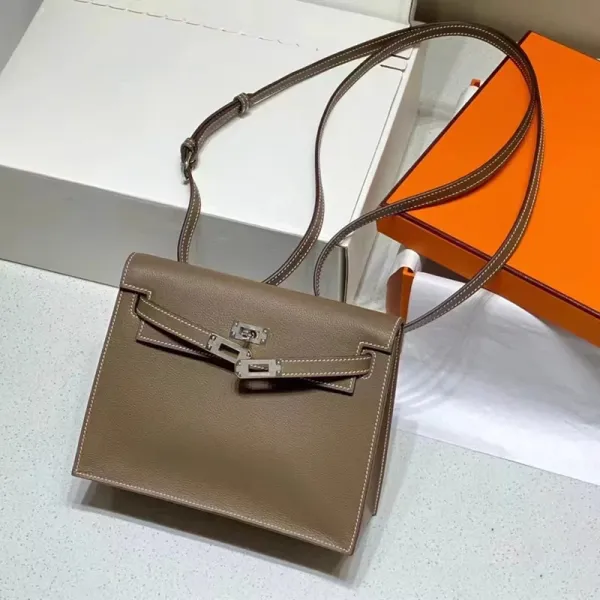 Hermès Mini Kelly II Taupe Togo Leather Shoulder Bag - 1