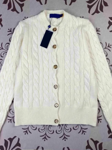 Design Cable Knit Cardigan Beige Wool Blend Cardigan - 15