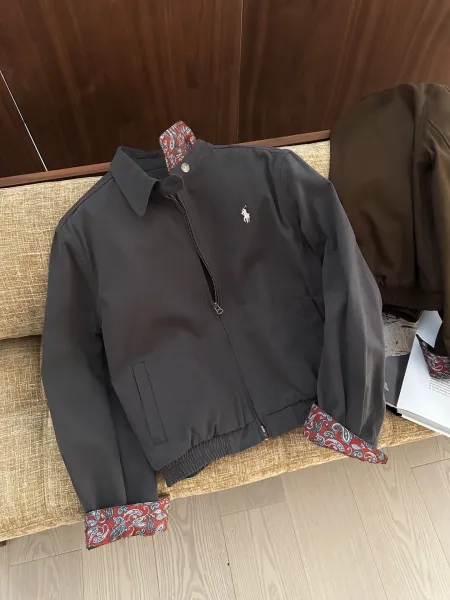 Polo Ralph Lauren Reversible Bomber Jacket Charcoal with Paisley Lining Outerwear.jacket - 1