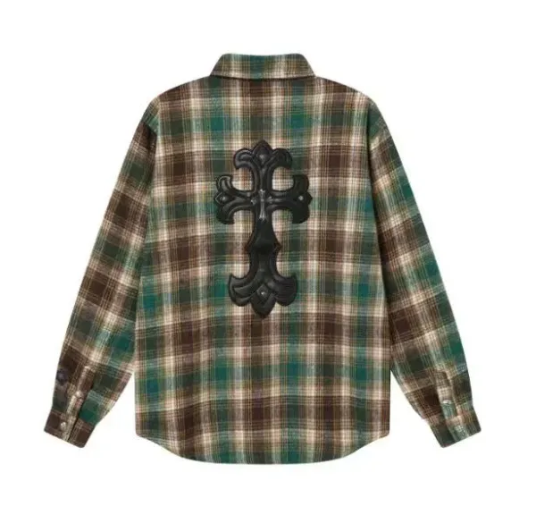 Chrome Hearts Cross Plaid Shirt Jacket Green Brown Multicolor Outerwear - 1