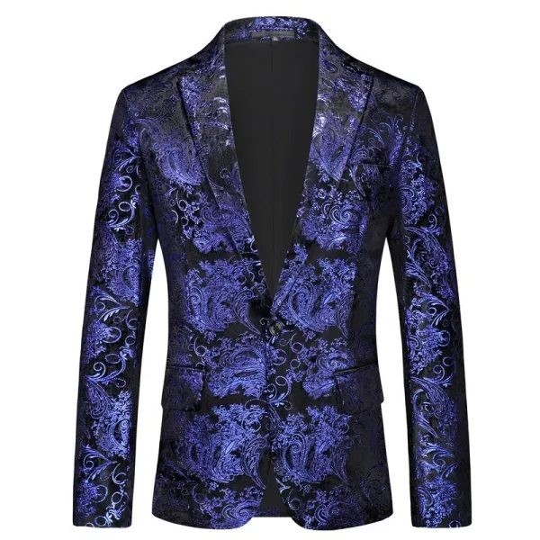 Design Paisley Jacquard Blazer Blue Black Outerwear.blazer - 1