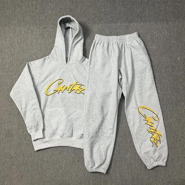 Design Script Logo Hoodie and Sweatpants Set White Gold - 9