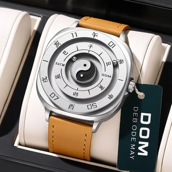 Design DOM Yin Yang Chronograph Tan Leather Watch Watches - 1