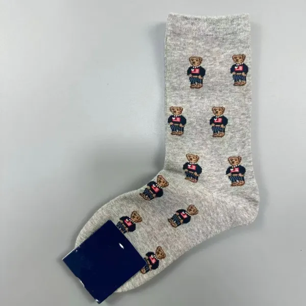 Polo Ralph Lauren Bear Print Crew Socks Gray - 1