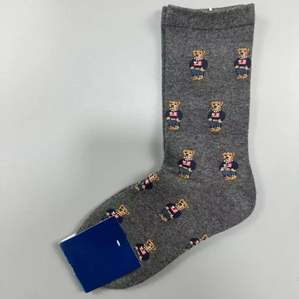 Polo Ralph Lauren Bear Pattern Gray Socks - 1
