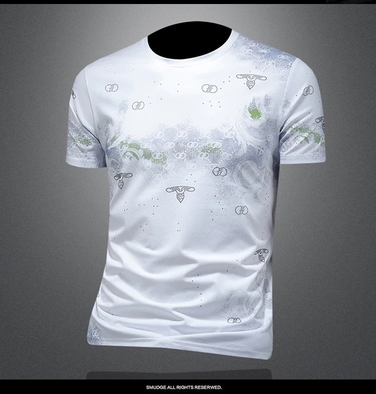 Design Abstract Print White T-Shirt - 10