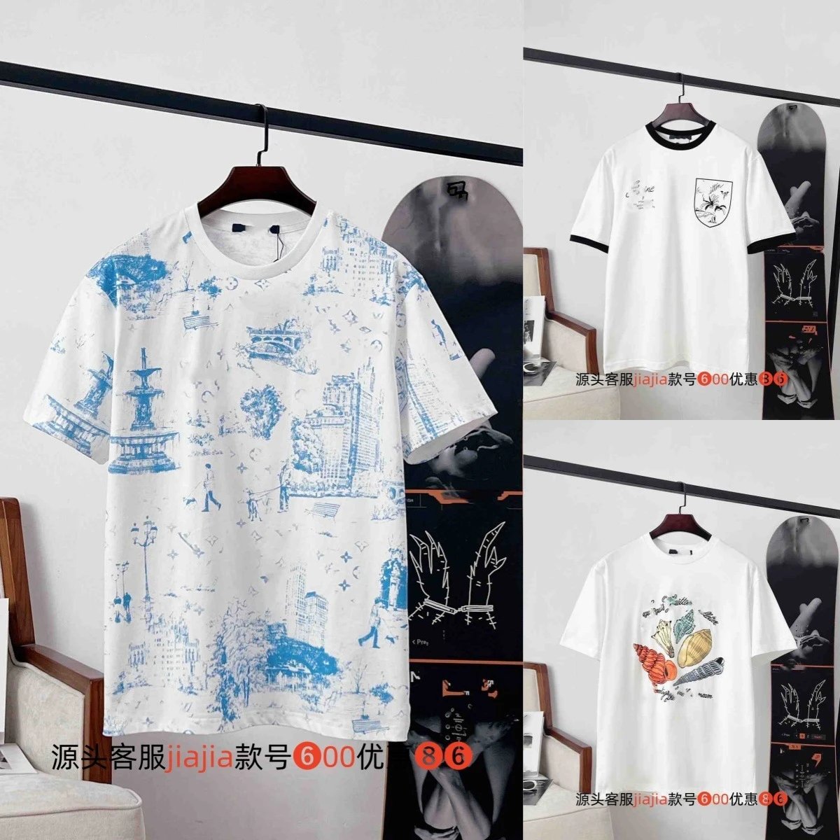 Design Paper Crane Embroidered Navy T-Shirt - 7