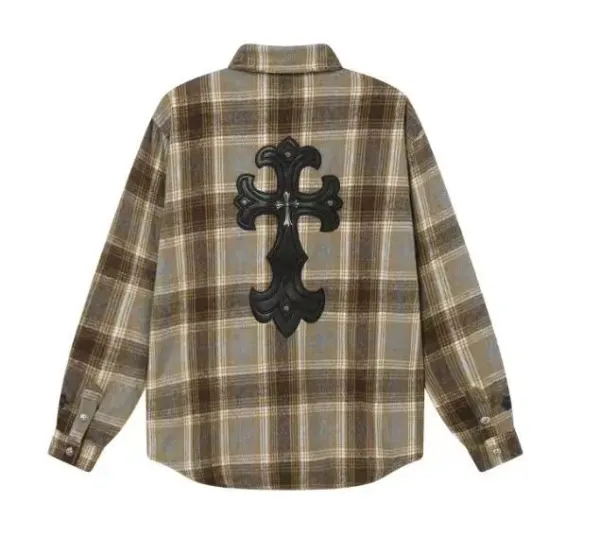 Chrome Hearts Cross-Embellished Plaid Shirt Brown - 1