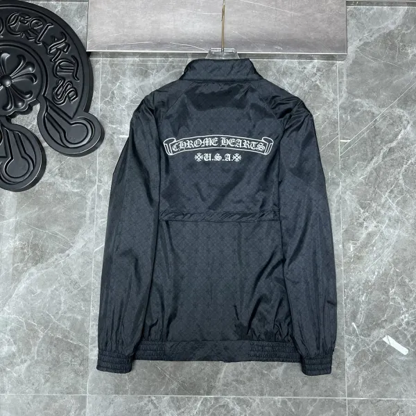 Chrome Hearts Floral Print Windbreaker Jacket Black - 1