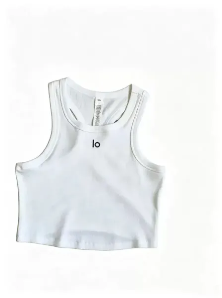Alo Yoga Crop Tank White Activewear Top - 6
