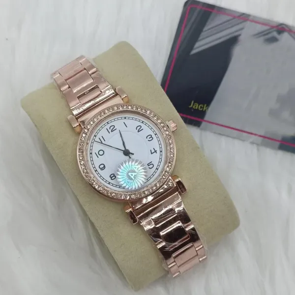 Design Rose Gold Crystal-Embellished Dial Watch Watches - 1
