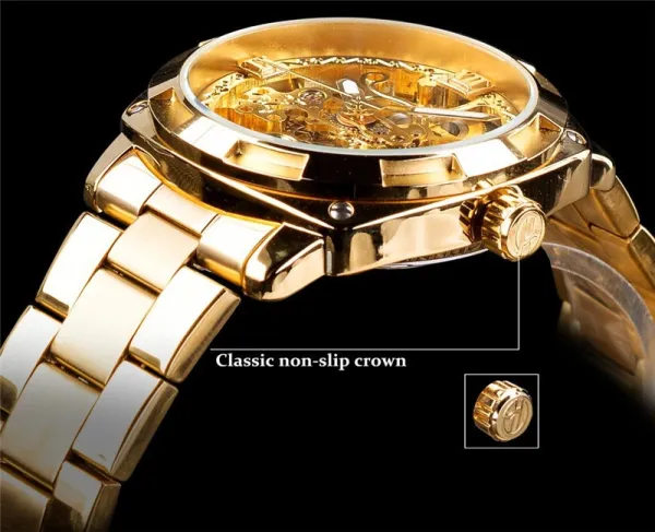 Design FORSINING Skeleton Mechanical Watch Black Steel Watches - 10