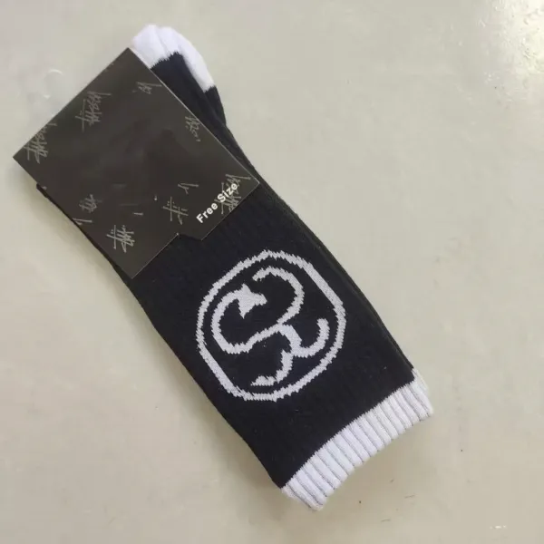 Stussy Logo Crew Socks Black / White - 1