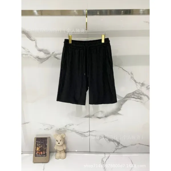 Design Drawstring Waist Shorts Black - 1