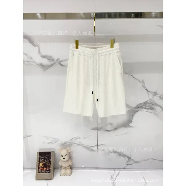 Design Linen-Blend Drawstring Shorts White - 1
