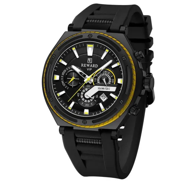Design Reward VIP Chronograph Black with Yellow Accents Watch Watches - 1