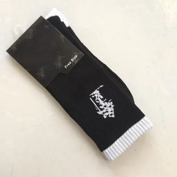 Stussy Pixel Logo Crew Socks Black / White - 1