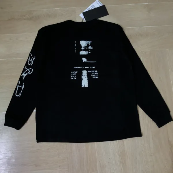 Design Long Sleeve Graphic Tee Black T-Shirts - 16