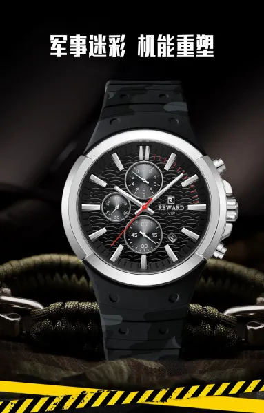Design Reward VIP Chronograph Black and Rose Gold Watch Watches - 3