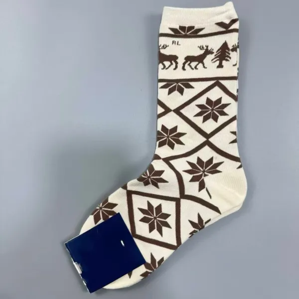 Polo Ralph Lauren Fair Isle Socks Cream Brown - 1